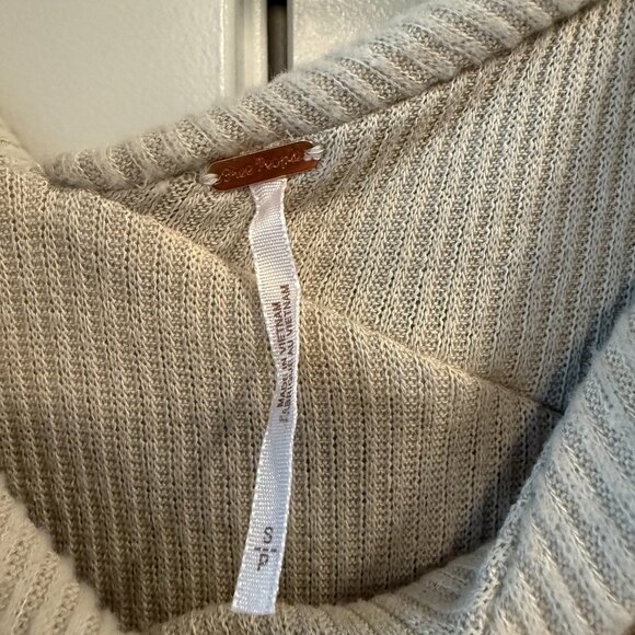 Free People Marley Off Shoulder Ribbed‎ Sweater In Oatmeal - Picture 3 of 5